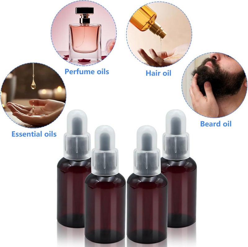 AskBed 4 Pack 2 Oz (50ml) Amber Plastic Essential Dropper Bottles with Funnel, Labels for Liquid Storage - Image 4